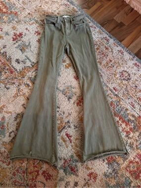 VERVET BY FLYING MONKEY Olive Green Flare Jeans